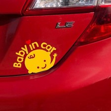 2 Pcs Reflective Yellow Baby on Board Warning Stickers, 5.12x6.3 Color: Yellow