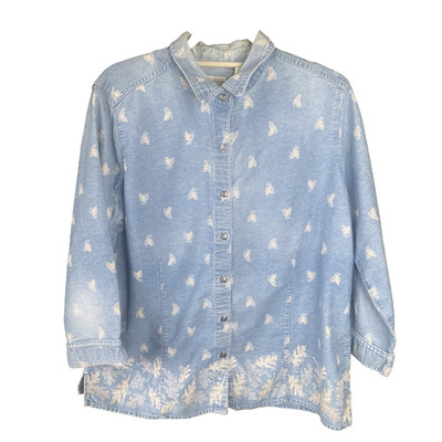 Classic Elements Shirt Womens Size XL Cotton Vintage Western Denim Chambray AOP