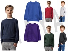 KIDS SCHOOL JUMPERS CREW NECK, ROUND NECK UNIFORM FLEECE SWEATSHIRT JUMPER 