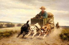 " The Dog Cart "     Canvas Wall Art Picture Print