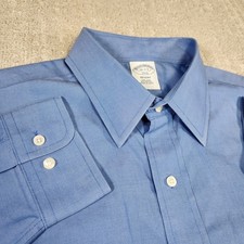 Brooks Brothers Shirt Men 16 2/3 L Regent Fit Button Up Blue Non Iron Cotton