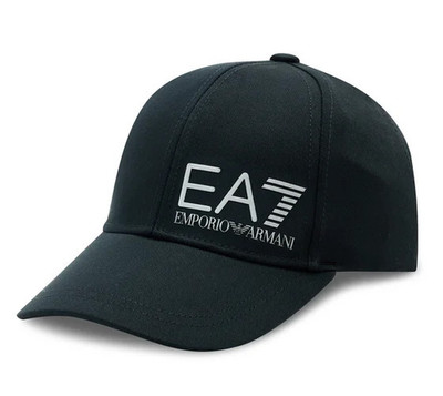 EMPORIO ARMANI EA7 Logo Cap Size Medium Adjustable Baseball Style Hat NEW Black