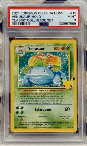 PSA 9 Venusaur 15/102 2021 Celebrations: Classic Collection Pokémon TCG