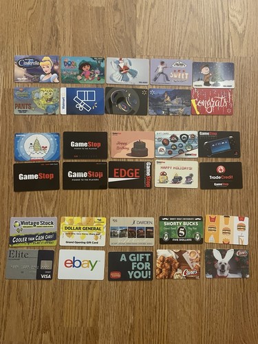 Gift Card Collection of 30 Different Gift Cards (No Value)