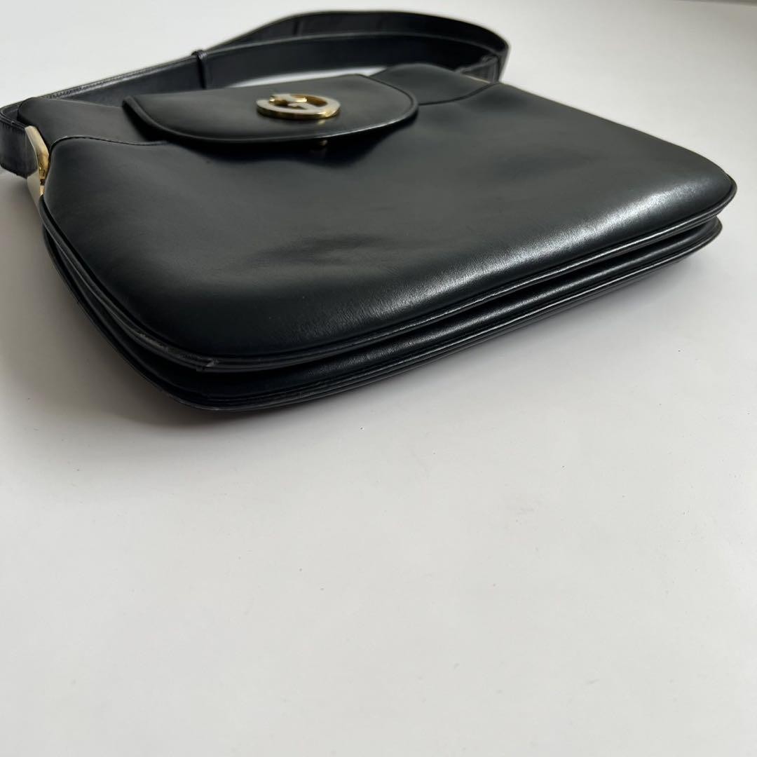 バッグ 2000's GUCCI ONE SHOULDER BAG LEATHER GUCCI Logo Leather One Shoulder Bag Black Vintage Y2K 90s