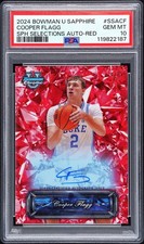 Topps 2024-25 Bowman Sapphire Cooper Flagg Auto Red PSA 10 Rookie Duke /5