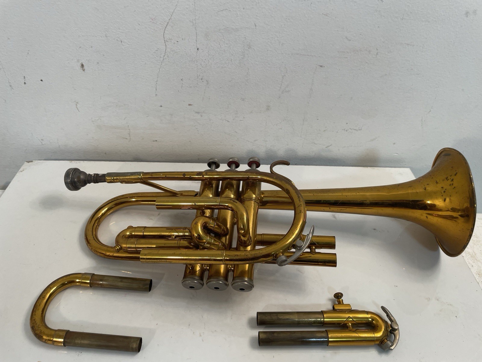 King Cleveland 602 USA Cornet Trumpet W/Mouthpiece #663560 1970’s Brass No Case