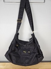 Borsa a tracolla PUMA Y2K nera nylon hobo hardware oro fodera rosa