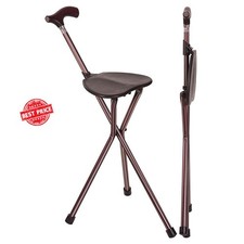 Walking Stick Cane Chair Quad Folding W/ Seat 4 Inches Tall FSA HSA Eligible New