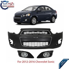 Front Bumper Cover Primed Plastic Fog Lights Kit For 2012-2016 Chevrolet Sonic