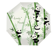 Panda bambo Fully Automatic Umbrella Folding Rain Dual Use Women's UV Protection