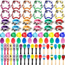 84 Pcs Shaker Musical Instruments Set including 12 Plastic Handheld Tambourin...