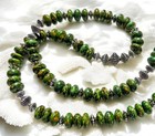 Green Calsilica Silver Hogan's Native Findings Southwestern Necklace 20"- 32g  — photo 2