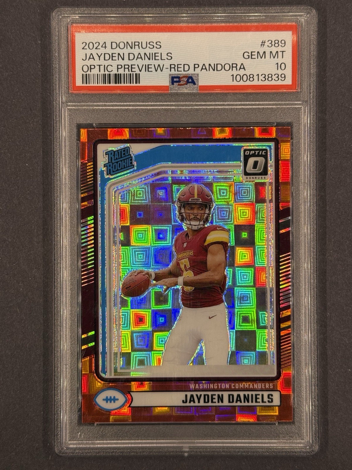 Jayden Daniels Panini Donruss #389 Optic Preview-Red Pandora