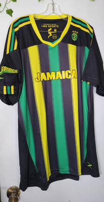 Authentic Brand LMS Sports Jamaica Men's 2XL Striped Soccer Futbol Sport Jersey