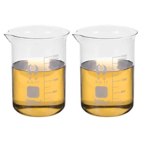 2000ml Niedrige Form Glasbecher 2 Packung 3.3 Borosilikat Glas Skala Druck Skala - Bild 1 von 6