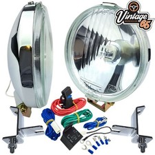 Klassisch Mini Scheinwerfer Fernscheinwerfer Chrom Paar Halterungen & Kabelsatz
