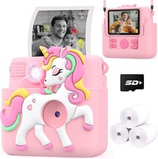Kids Camera Instant Print with Silicone Cover Creative Gifts for Girls Age 4-12