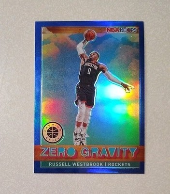 2019-20 RUSSELL WESTBROOK NBA HOOPS PREMIUM STOC ZERO GRAVITY BLUE PRIZM ROCKETS