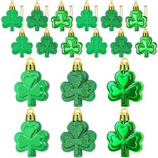 30 Pcs St Patricks Day Ornaments Small Shamrocks Decorations Set Hanging Deco...