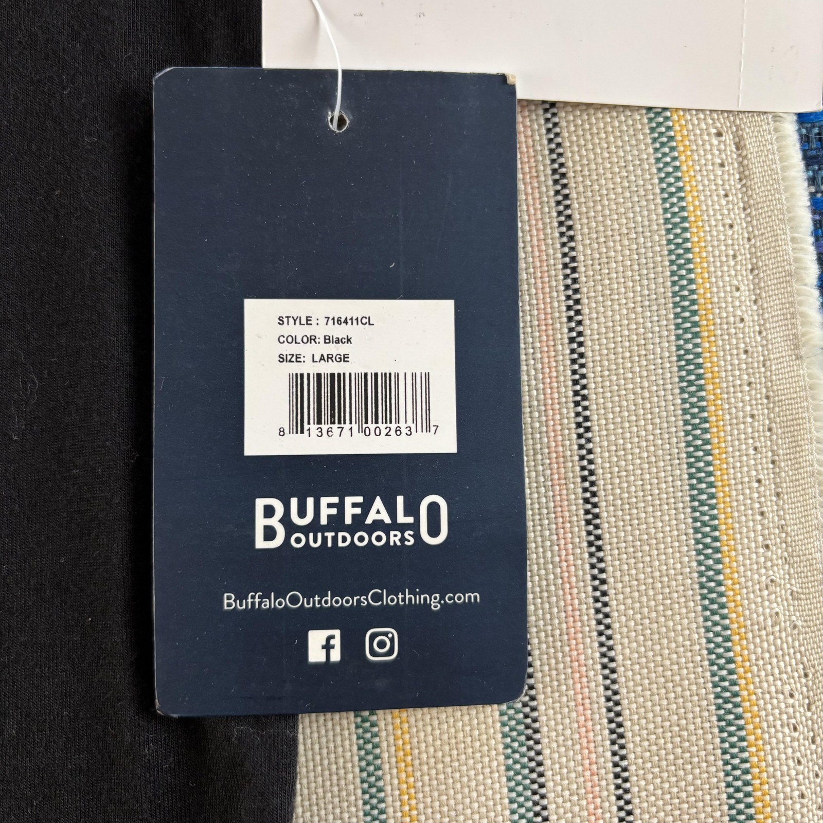 Buffalo Outdoors Henley Shirt Mens Large Black 3-Button Short Sleeve Pocket