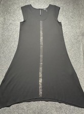 DKNY Black Short Sleeve Shift Dress With Metal Studs Women Sz M