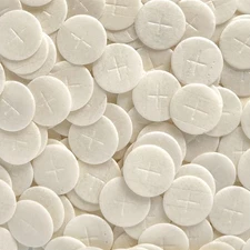 Altar Bread 1 3/8" White Cross Design Bag of 250 Communion Hosts