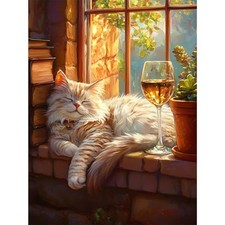 Cat Diamond Art Kits for Adults, 5D Cocktail Diamond Painting Kits for Beginners