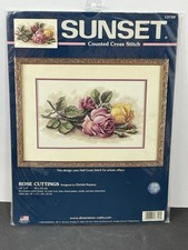 VTG Sunset Dimensions  Rose Cuttings   Cross Stitch Kit  13720 18  X 13  NEW