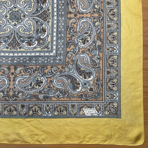 Liberty of London Scarf Yellow England Silk Paisley Quiet Luxury Vintage Size23" - Picture 5 of 11