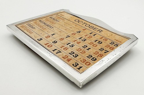 ART DECO DESKTOP CALENDAR STERLING SILVER FRONT GEORGE V 1925 - Picture 4 of 9