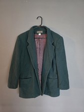 VTG Casablanca Women s Green Wool Blazer Button Lined Pockets Long Sleeve Sz 12