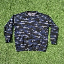 Athleta Sweatshirt Womens Medium Blue Camo Crewneck TENCEL Lyocell Pullover
