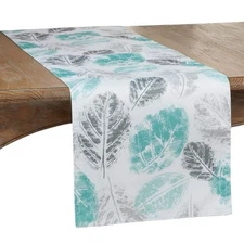 Leaf Print Table Runner Mint 16"x72"
