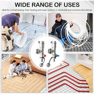 #ad Heating System Brass Manifold End Kit 1 Inch with Air Valve and Pressure Gauge $29.64