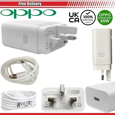 Genuine OPPO SUPERVOOC Charger 80W Ultra Fast UK Mains Charging Adapter & Cable