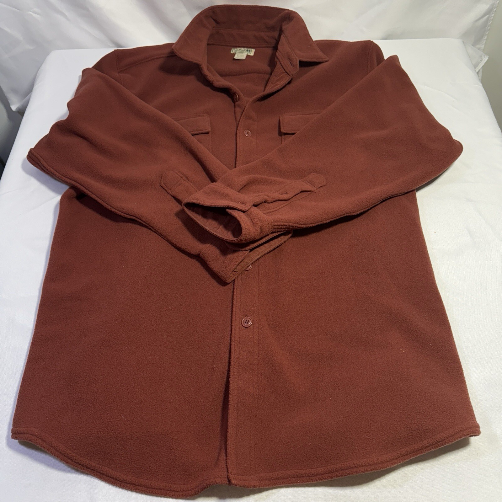 LL Bean Burgundy Fleece Shirt Vintage Shacket XL Plush 90s Gorpcore Grunge