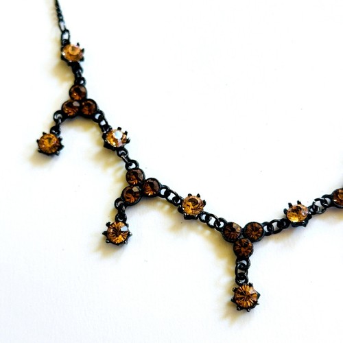VTG Regal Festoon Austrian Crystal USA Necklace rhinestone Goth Victorian style - Picture 4 of 8