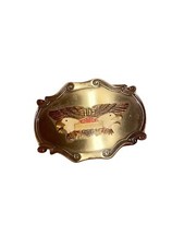 Vtg Raintree Harley Davidson Double Eagle Brass Belt Buckle NEW & Beautiful