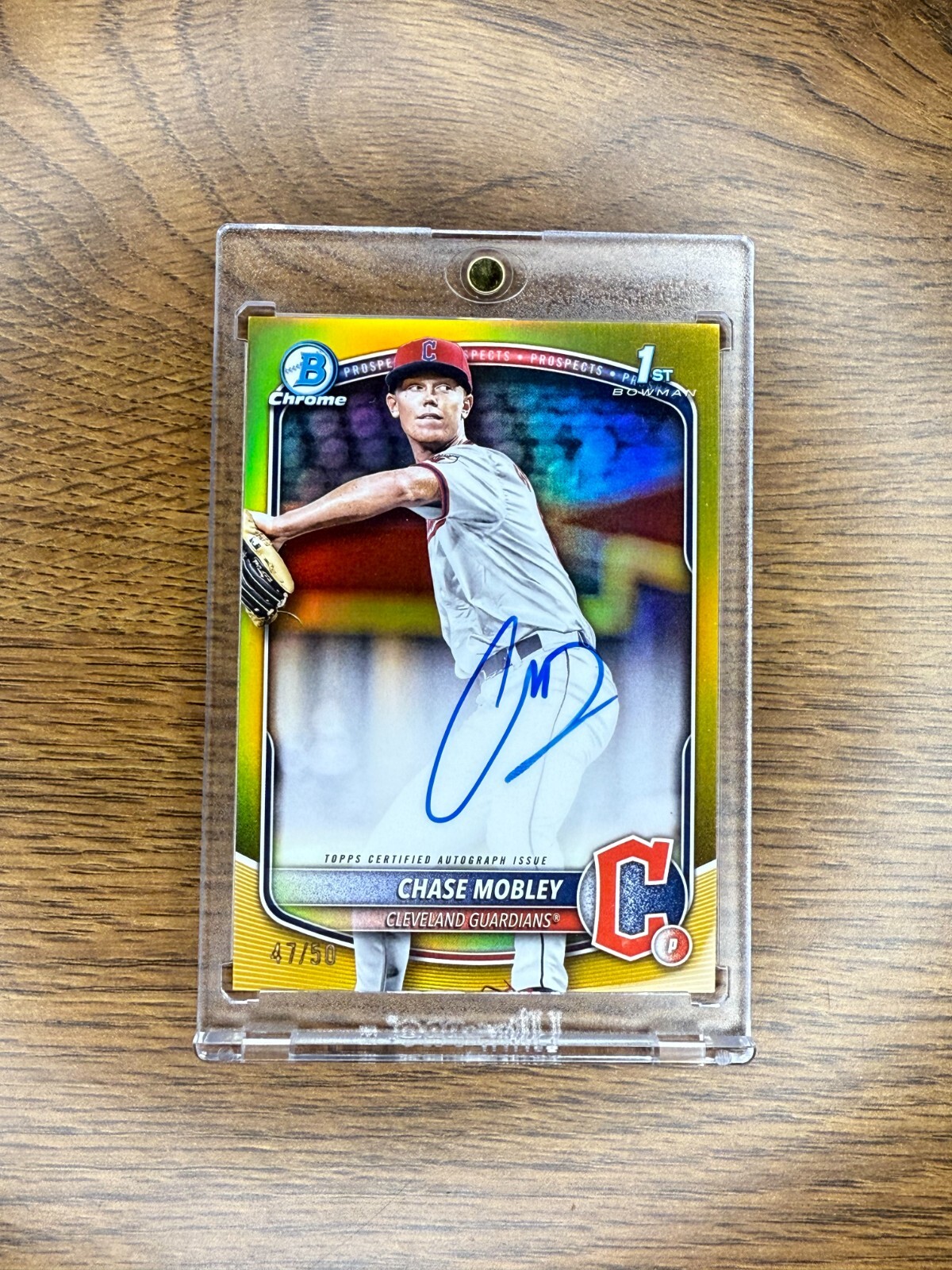 CHASE MOBLEY 2025 Bowman Chrome True Gold Refractor Rookie Prospect 1st Auto /50