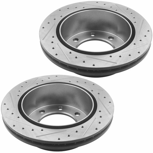 Rear Drilled Slotted Brake Rotors for Chevy Silverado GMC Sierra 3500 HD 07-2010 - Picture 3 of 7