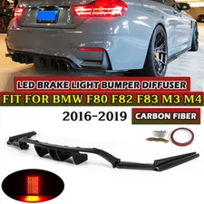 Carbon Fiber For 2015~2020 2019 BMW F80 M3 F82 F83 M4 Rear Diffuser Lip W/ Light