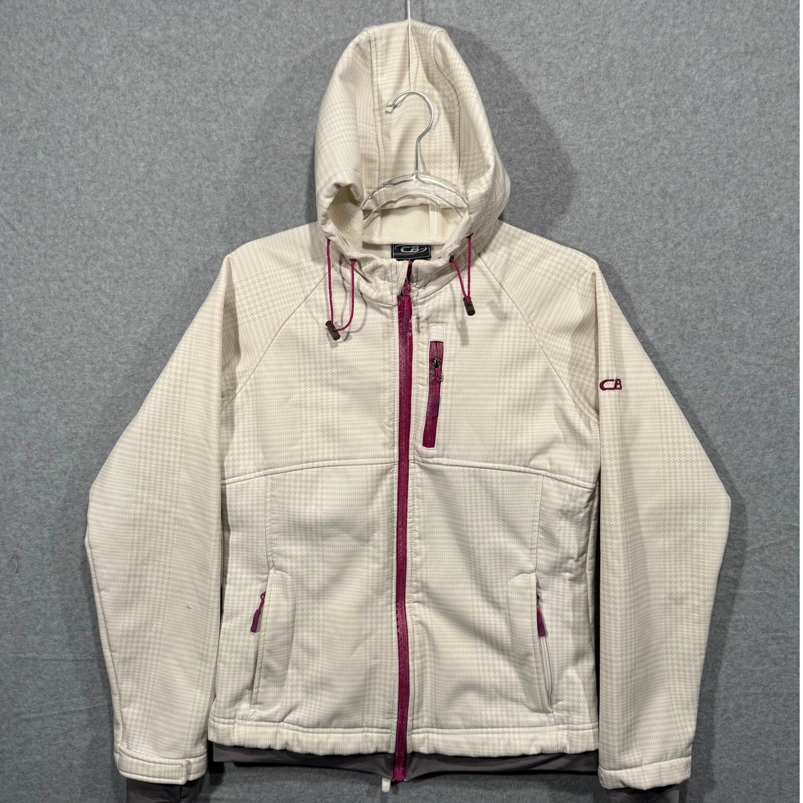 VETEMENTS Giacca softshell CB con cappuccio pied de poule full zip leggera taglia M