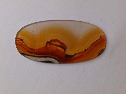 Landschaftsstein Landschaftsjaspis Landschaftsachat flach oval 22,7 x 46,2 mm - Picture 3 of 3