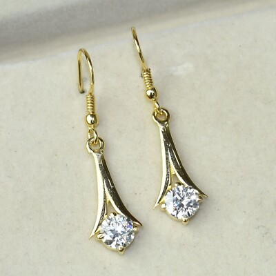 2 Ct Treated Certified Off White Diamond Solitaire Dangler Earrings, 925 Silver