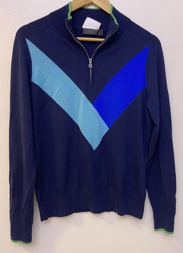 G/FORE Damen Multi V 100% Wolle Quarter-Zip Golf Sweater Pullover Größe L