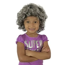 KINREX Queen Elizabeth Wig Cap for Kids Adults Teens Silver Gray Old Lady