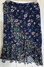 Vintage Liz Claiborne Blue Floral Asymmetrical Skirt 90  s Cottagecore Size 12