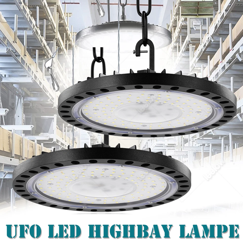 DEPMOG 2x 100W UFO LED Iluminación de nave Foco de techo Foco de nave Lámpara industrial