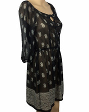 Maurices Womens DressSize XS Black Paisley Sheer Beach Cover Up Boho